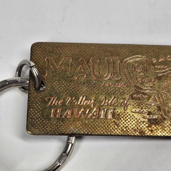 I Heart Maui Vintage Keychain Brass Enamel Hawaii Souvenir 1980s - Picture 6 of 7